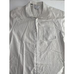 Billabong Mens size XL Ivory white tan Drip Dry No Iron Core Fit Stretch shirt